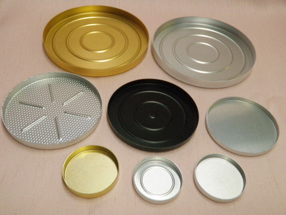アルミニウム製金皿(各色多数形状あり)　化粧品充填用